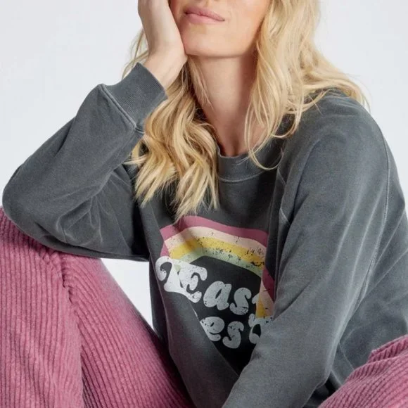 NWOT WILDFOX Easy Does It Sommers Gray Rainbow Crewneck Sweatshirt XS Small - Picture 2 of 11